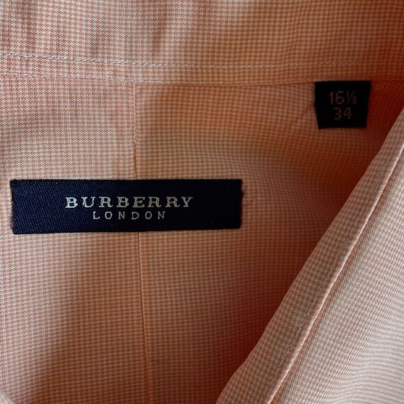 Burberry London Multicolor Apricot Dress Shirt Quiet Luxury Size L - Picture 4 of 10